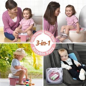 Portable potty seat/foldable training toilet chair (pink)